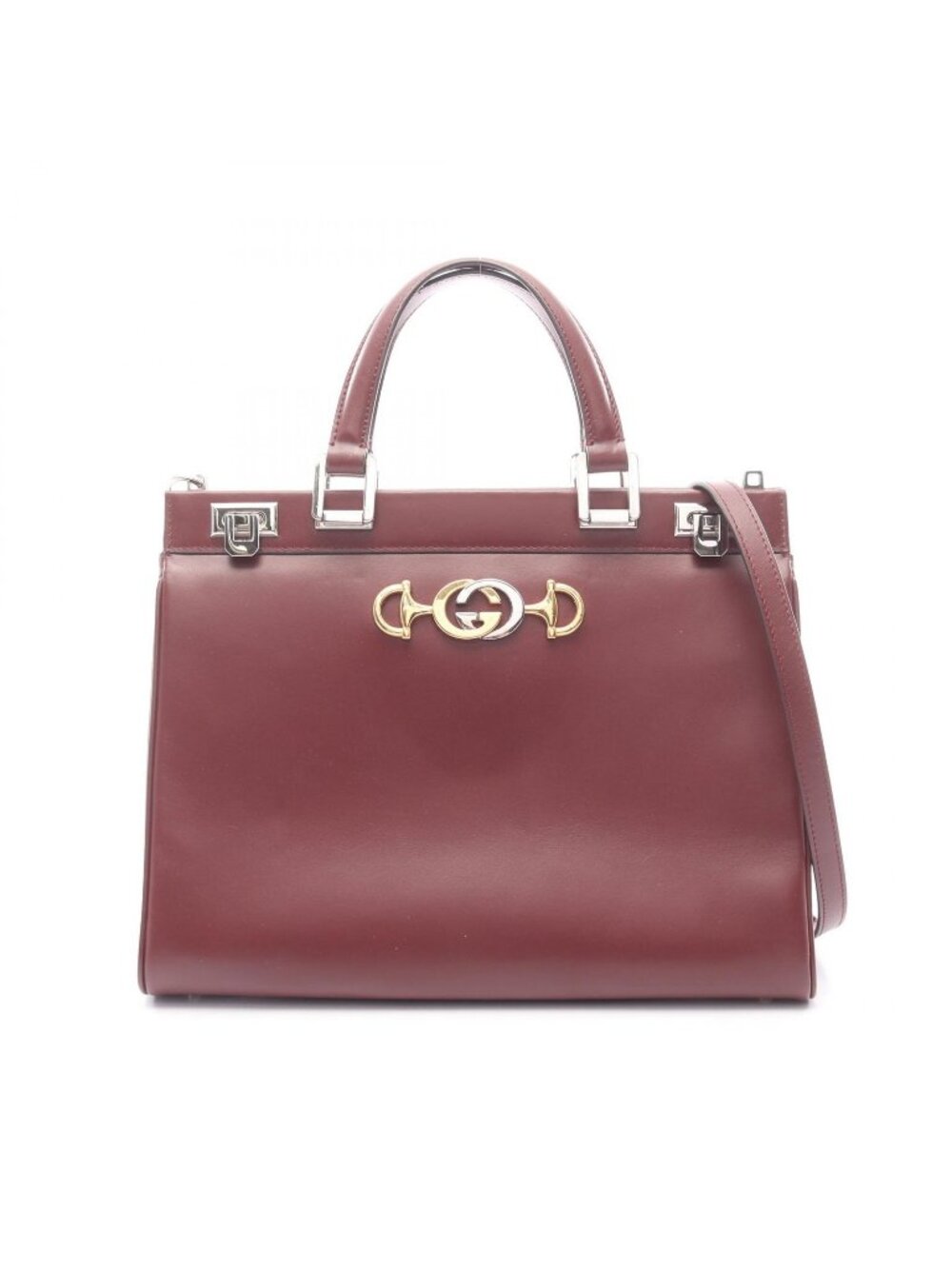 Gucci Handbag Zumi Top Handle 2-Way Wine Red Leather
